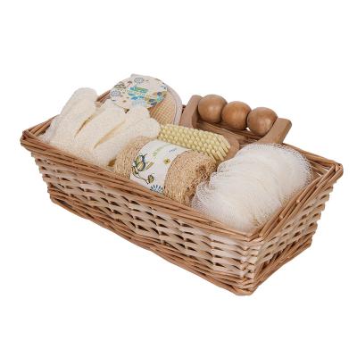 China Make Body Care Easier ODM OEM Promotional Customized Sponge Wooden Bath Sets Spa Shower Gift Set for sale