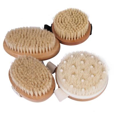 China Long Handle Dry Skin Body Brush High Quality Bamboo Boar Stiffens Bath Brush for sale