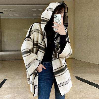 China Autumn and winter wind coat woolen coat women Anti-wrinkle cashmere all-match hooded loose double-sided lazy coat for sale