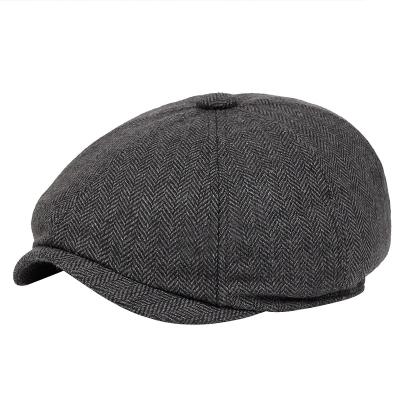 China Dobby Men's Beret Retro Tweed Peaked Blackout Hat Newsboy Beret Spring Flat Peaked Beret for sale