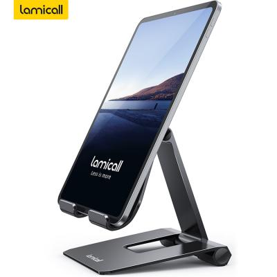 China Lamicall DT02 Aluminum Alloy Adjustable Ergonomic Foldable Tablet Holder Phone Tablet Stand for sale