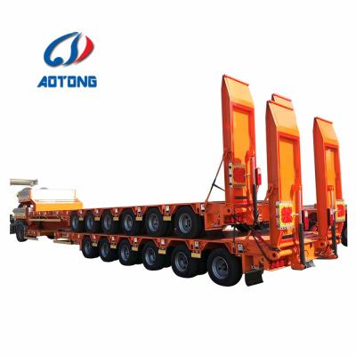 China Heavy duty truck trailer 4lines 8 3lines 6 axle lowbed trailer price/low loader excavator trailer/100 tons lowboy trailer for sale for sale