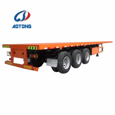 China Flatbed truck trailer 3 axle 40ft gooseneck pipe transport trailer container truck with twist lock mechanism for sale