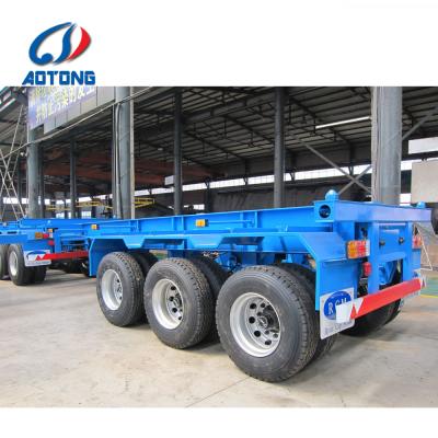 China Liangshan Juyuan 3 axle 45ft skeleton container trailer / 40ft container flatbed semi trailer truck for sale for sale