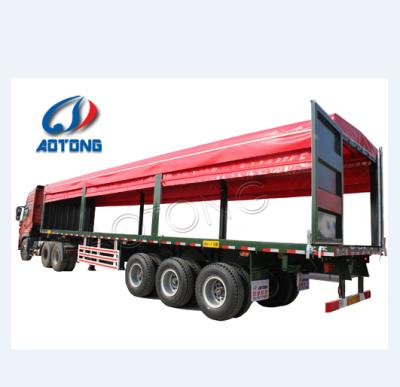 China Tri Truck Trailer Axle 50 Ton Side Wall Curtain Semi Truck Trailer Cartain Barrier Cargo Trailer 45ft for sale