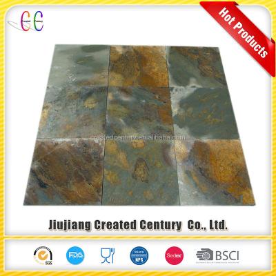 China Eco - Friendly Cheap Chinese Natural Rusty Exterior Slate Flooring Stone 30x30 for sale