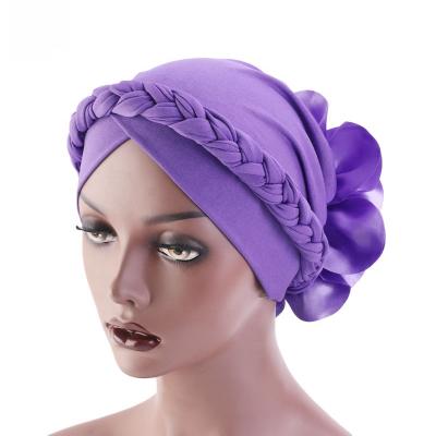 China Wholesale Fashion Turban Hat Women Turban Satin Striping Floral Turban For Women for sale