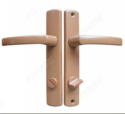 China UPVC Brown 90/92MM Interior Door Handle Modern Door Handle Lock For Washroom FDH104U-WC for sale