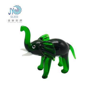 China Wholesale Customized China Elephant Miniature Glass Blown Glass Sculpture Handcrafted Animal Ornaments For Gifts for sale