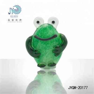 China China Cartoon Glass Animal Mini Frog Figurines Funny Blown Glass Miniature Animal Figurines for sale