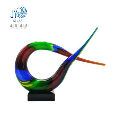 China Abstract colorful handcrafted china modern art blown glass sculpture trophy award for sale