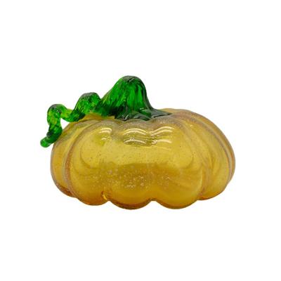 China Wholesale Custom Hand Blown Glass China Murano Pumpkin Sculpture Glass Crafts For Halloween Home Decoration for sale