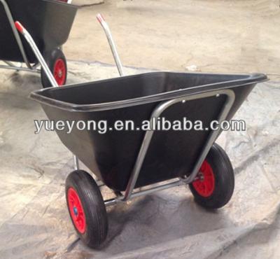 China Plastic Wheels 160L Two Wheels Plastic Tray Garden Wheelbarrow , Farm Wheelbarrows for sale