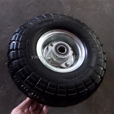 China 4.10/3.50-4 PU foam wheel, 10 inch flat freewheel, 350-4 polyurethane wheel 4.10/3.50-4 for sale