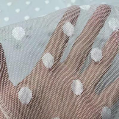 China Mesh Fabric Dot Pattern Simple Tulle 100% Nylon Soft Mini Lace Fabric Viable For Dress for sale