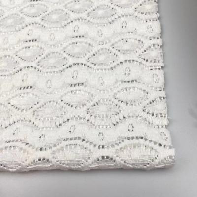 China Viable Newcomers White Polyester Elastane Crochet Lace Fabric Jacquard Lace Fabric for sale