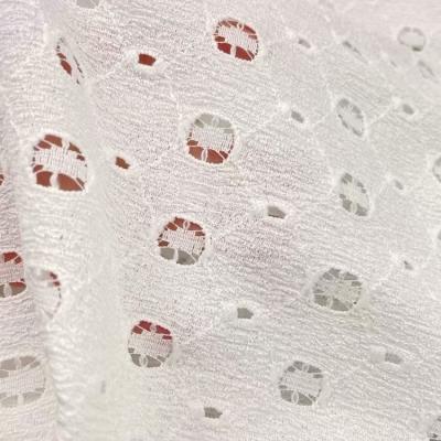 China Viable Newcomers White Polyester Elastane Crochet Jacquard Lace Fabric for sale