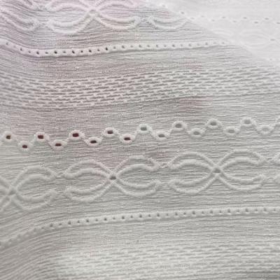 China Viable wholesale polyester with spandex knitted lace tank top fabric eyelet lace knitting fabric for sale