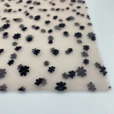 China Anti-Static 100%Nylon Mesh With Dot Floral Printing Stretch Mesh Fabric For Girls Dress for sale