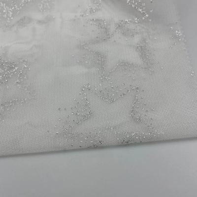 China Accept Tear-Resistant Custom Design Polyester Star Design Printing Mesh Fabric Tulle Roll Glitter Tulle Mesh Fabric For Dress for sale