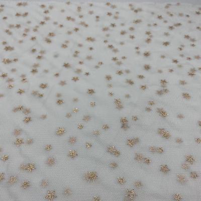 China Accept Tear-resistant Custom Design Wholesale Star Print Fabric Mesh Glitter Tulle Mesh Fabric For Dress for sale