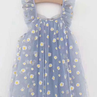 China Two Tone Anti-Static Offset 100%Polyester Daisy Print Sunflower Printed Organza Fabric High Quality Organza Lace Fabric For Dress for sale