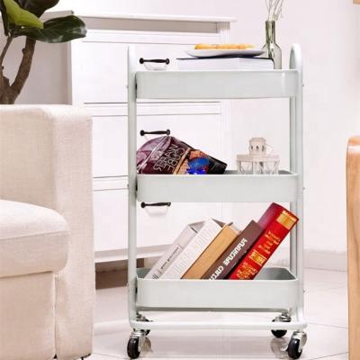 China Modern Manufacture Supply Metal Kitchen Storage Rolling Cart With White for sale