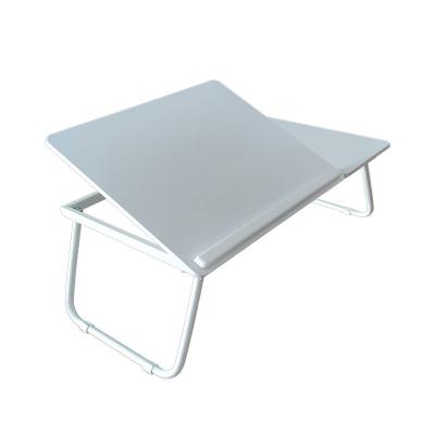 China Portable cheap price white metal and MDF standing laptop bed computer desk table for sale