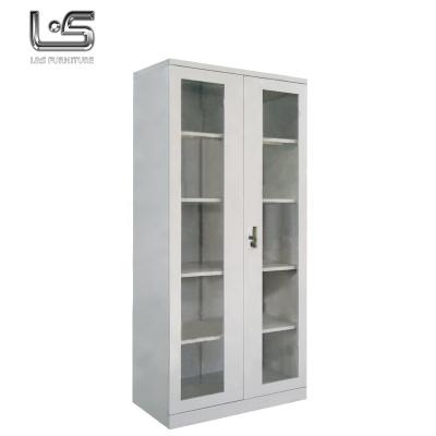 China Steel Filing Cabinet (Other) Display Adjustable Glass Storage Door Inside Book Shelves for sale