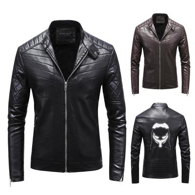 China Fashion Plus Size Men's Plus Size Cool Windproof PU Leather Jacket Motorcycle Windproof Jacket for sale