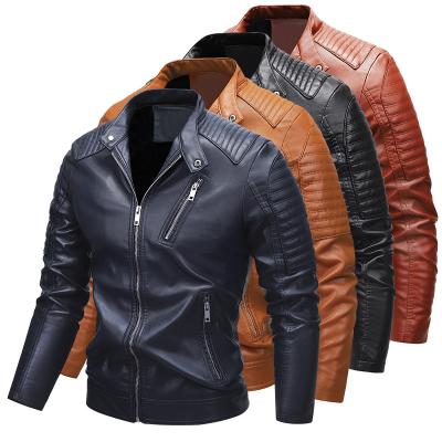 China 2022 Men's Vintage Fashion Leather Jacket Thick Men PU Leather Jacket Windproof for sale