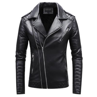 China Wholesale Plus Size Pu Leather Jacket Zipper Autumn Winter Windproof Coat For Men for sale