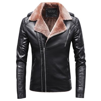 China Wholesale Custom Winter Windproof Coats Vintage Turn-Down Collar Motorcycle Mens Faux Leather Jackets For Men for sale