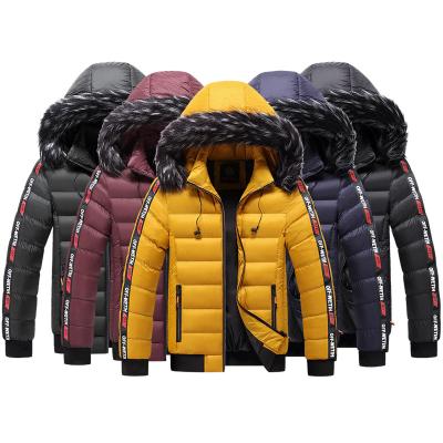 China OEM Windproof Mens Winter Hooded Quilted Jacket With Fur Collar Hoodie Jacket Coat Stripper Jacket for sale