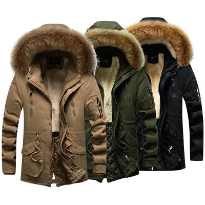 China Outer Edge Windproof Parker Overcoat Long Hooded Winter Fur Coats Jacket For Man for sale