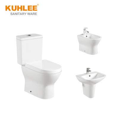 China Traditional Popular Sanitary Wc Toilet Bowl Suites Bathroom Ware Design Two Piece Toilet With Bidet Sink Sets for sale