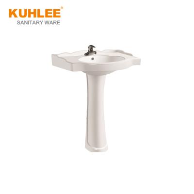 China Modern Ceramic Wash Basin Rack Around Pedestal Wash Basin Two Piece Sink for sale