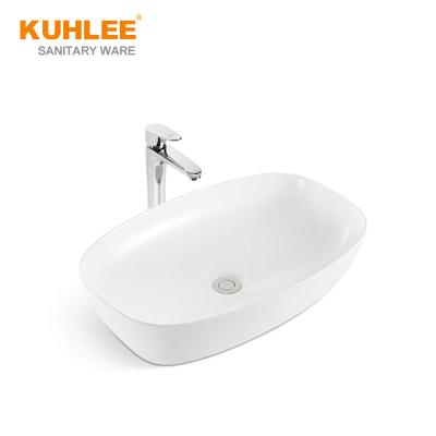 China Modern Ceramic Basin Sink Bathroom Vanity Table Top Hand Wash White Rectangular Art Basin for sale