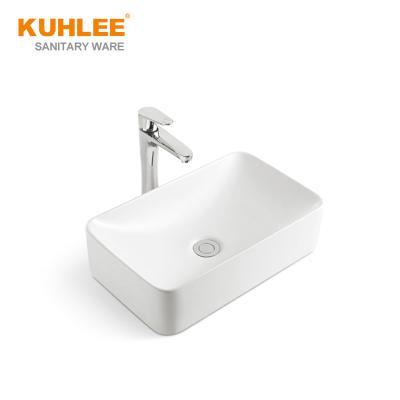 China Art Basin White Ceramic Hand Wash Bathroom Modern Sink Basin Rectangular Table Top Sinks for sale