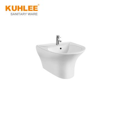 China New Model Modern Wall Hung Half Pedestal Basin Ceramic Hand Sink Bathroom Sinks with Good Price for sale