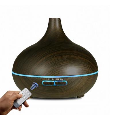 China 550ML Hotel Electric Aroma Diffusers Humidifier Aroma Diffuser Ultrasonic Wooden Remote Control Cool Mist Diffusers for sale