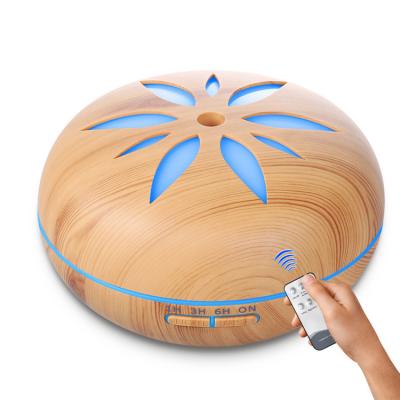 China 2021 Hotel Portable Fragrance Diffuser Hotel 2021 Wood Grain Aromatherapy Essential Oil Diffuser Petals Ultrasonic Air Humidifiers 550ml for sale