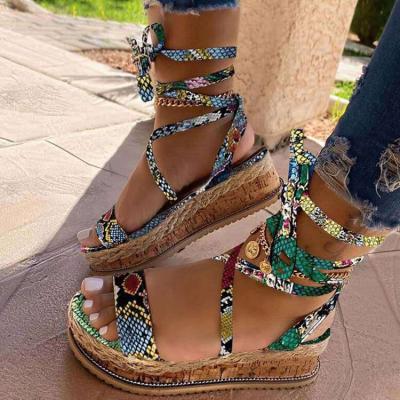 China New Roman Style Lightweight Platform Women High Heeled Thick Bottom Wedges Sandals for sale