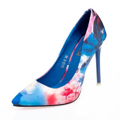 China Light Fancy Shoes Flowers Printed Stiletto Heels Party Feminine Women's Pumps for sale