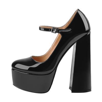 China Light Mary Jane Pumps Platform Chunky High Heels Around Toe Ankle Strap Pumps for sale