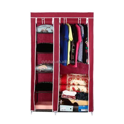 China non-woven fabric storage wardrobe portable home furniture FACTORY SELL foldable fabric wardrobe for sale