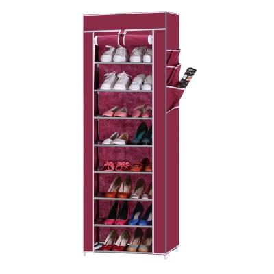 China 10 tiers bedroom furniture cheap shoe rack cabinet Folding portable shoe rack for sale