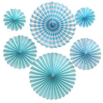 China 2021 6PCS Wedding Set Wedding Wallpaper Fan Birthday Decoration Paper Garlands for sale