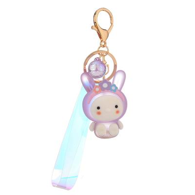 China Fashion Best Selling Wholesale Cute Frosted Luminous Bunny Keychain Cute Led Light Rabbit Pendant Key Chain Bag Ornaments for sale