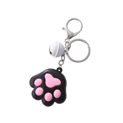 China Classic Creative Cute Gift PVC Bell Cartoon Cat Claw Key Chain Diy Rubber Charm Bag Key Chain Accessories for sale